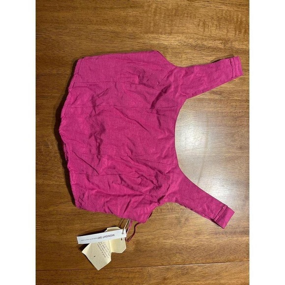 Hot Pink Ruched Strap Crop Top Bustier Summer Festival Party Tank A38‎ - Picture 2 of 8